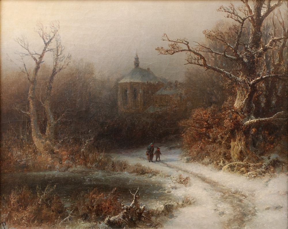 August Bedřich Piepenhagen, Zasněžená krajina, kolem 1850, ZČG August Bedřich Piepenhagen, Zasněžená krajina, kolem 1850, ZČG