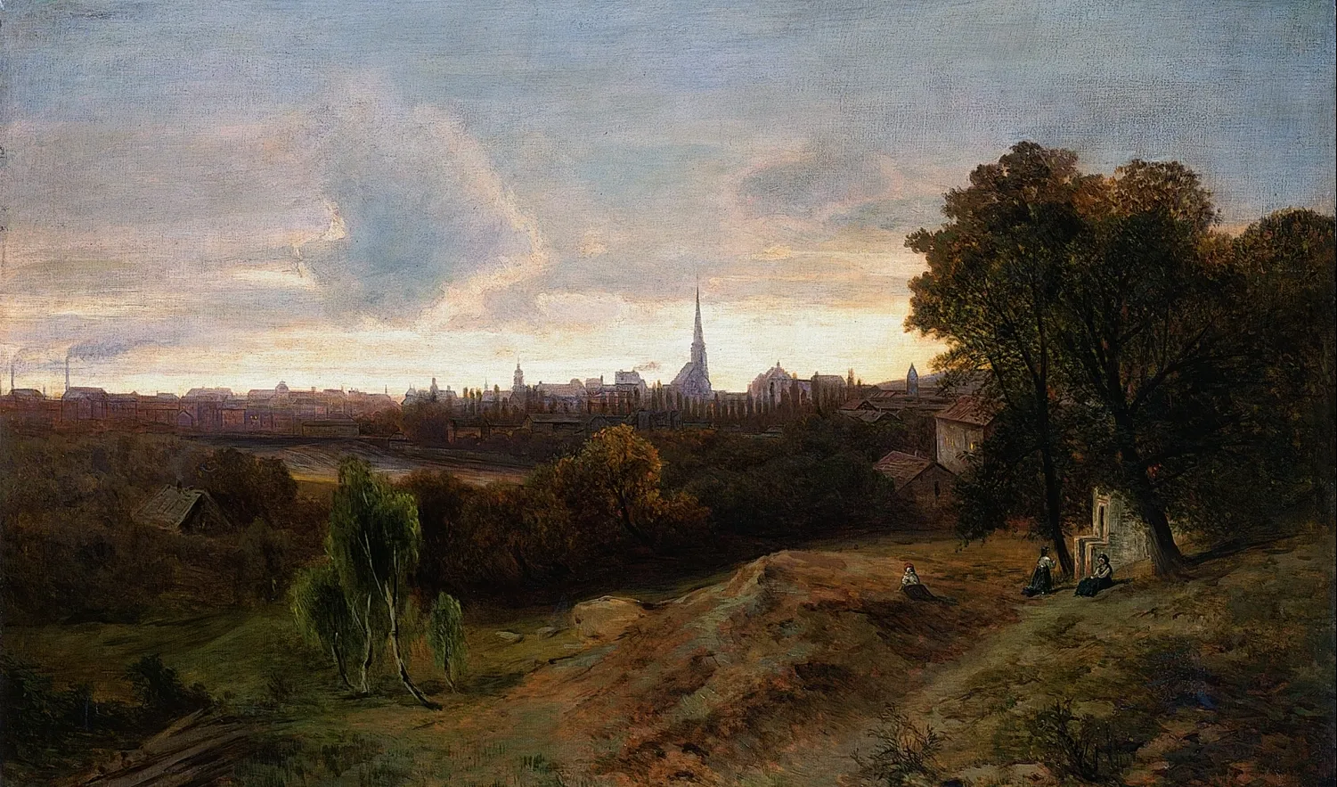 Julius Mařák, Plzeň (studie k obrazu pro dvoranu nádraží Františka Josefa I. ve Vídni) 1870-187, ZČG